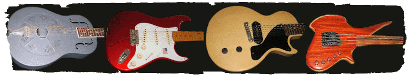 A beautiful collection of guitars.